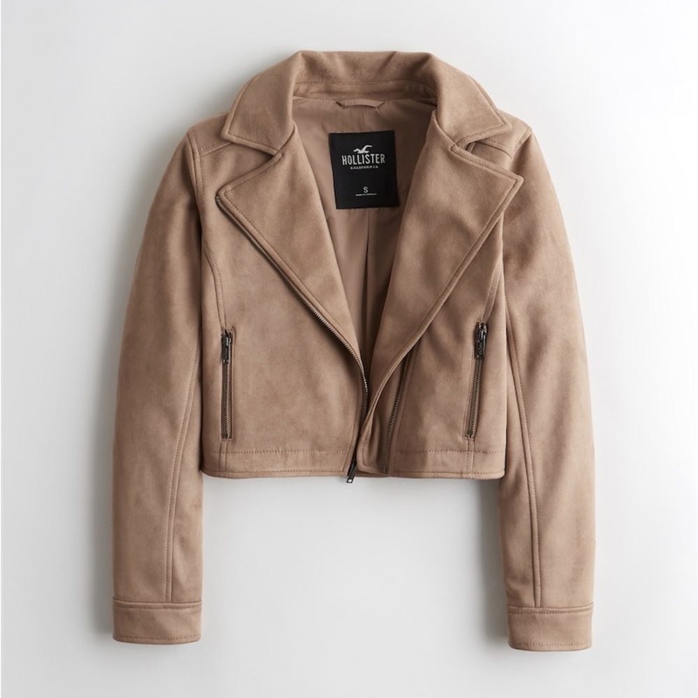Women’s cropped Faux Suede Biker Jacket